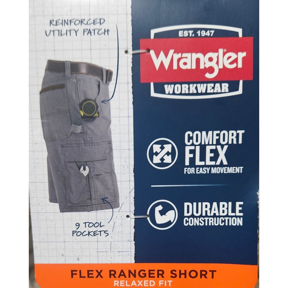 Wrangler Cargo Work Shorts Ripstop Size 32 Utility Pockets Reinforced Carpenter - Picture 9 of 10